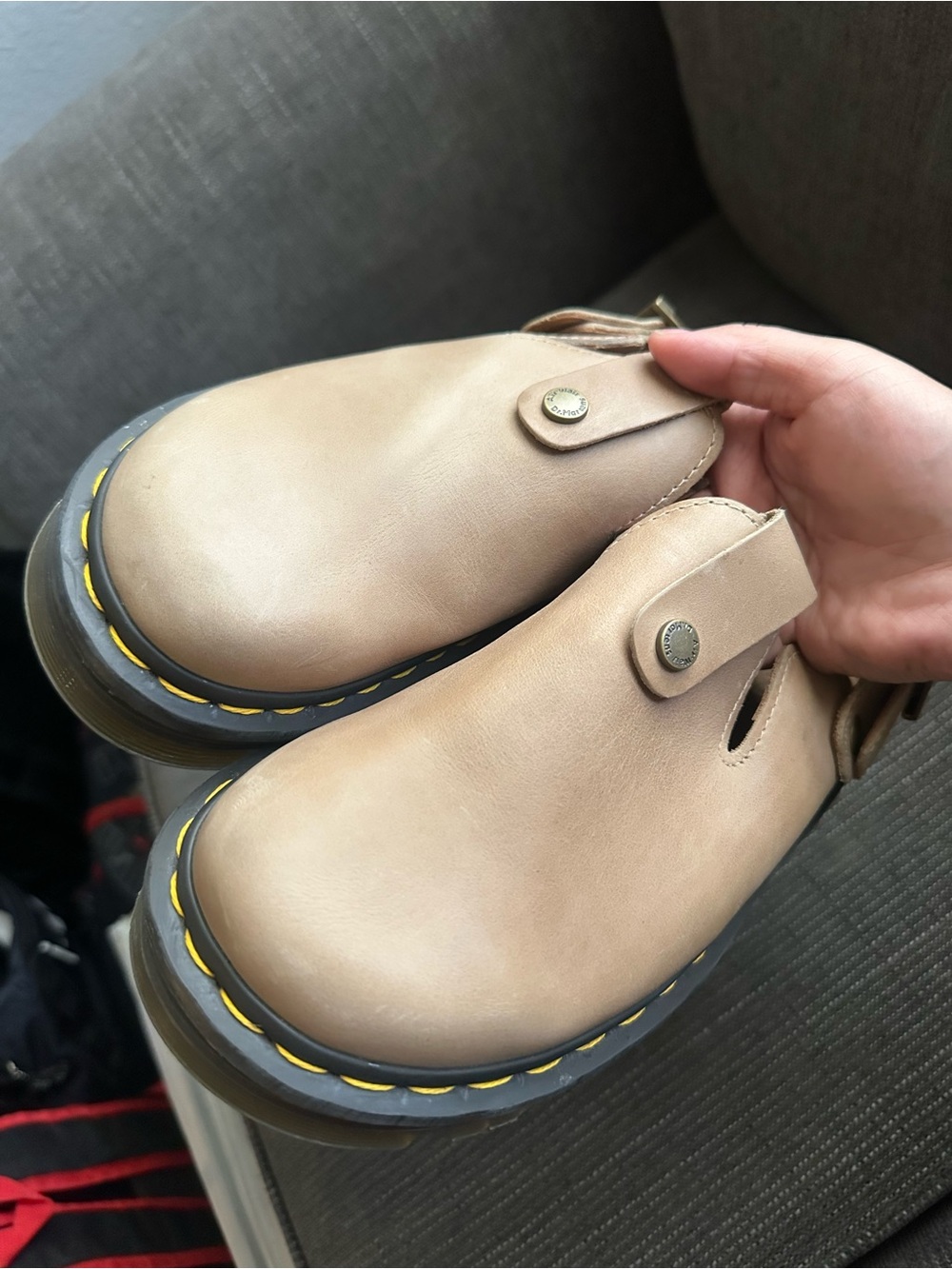 Dr. Martens Tan Leather Slip-On clogs size W 6 men 5 excellent condition